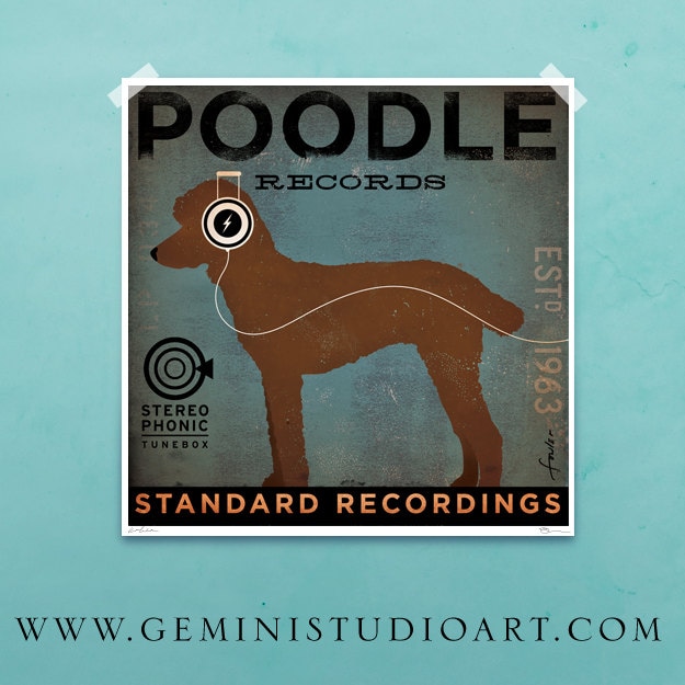 Standard Poodle Records Album Style Graphic Dog Artwork Giclee