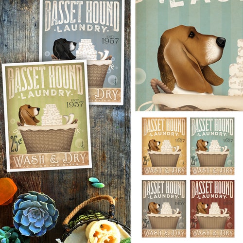Basset Hound Dog Laundry Company Laundry Room Artwork Giclee Etsy