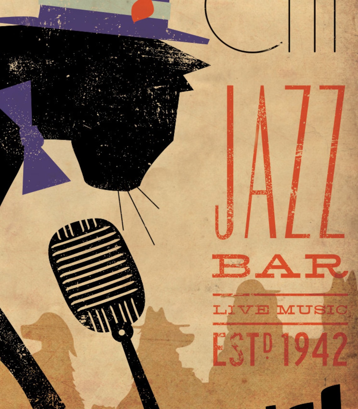 Black Cat Piano Jazz Bar Artwork Original Graphic Illustration Etsy