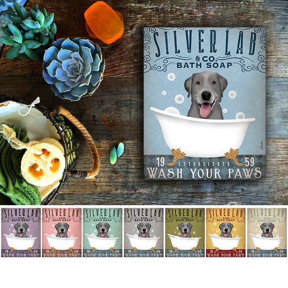 Silver Labrador Retriever Lab Dog Bath Soap Company Artwork on Etsy