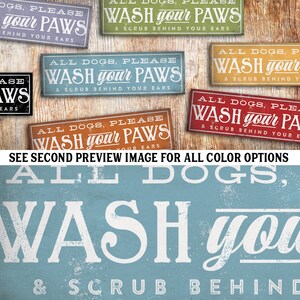 Dogs Wash Your Paws Graphic Art Typography Illustration on Canvas Panel ...