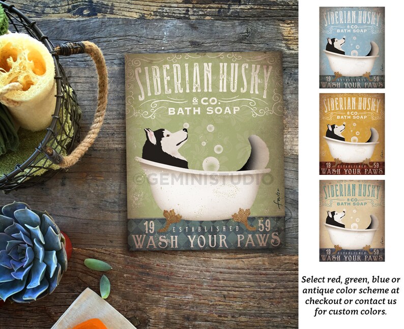 Siberian Husky bath soap Company dog artwork on gallery Etsy