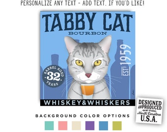 grey, gray, cat, tabby, cat, bourbon, whisky, whiskey, distillery, CANVAS, art