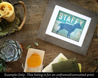 Staffy Staffordshire terrier dog soap company bathroom unframed artwork giclee signed print by Stephen Fowler