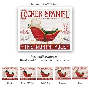 cocker spaniel, dog, sleigh, christmas, holidays, winter, north pole, custom, UNFRAMED, gift art