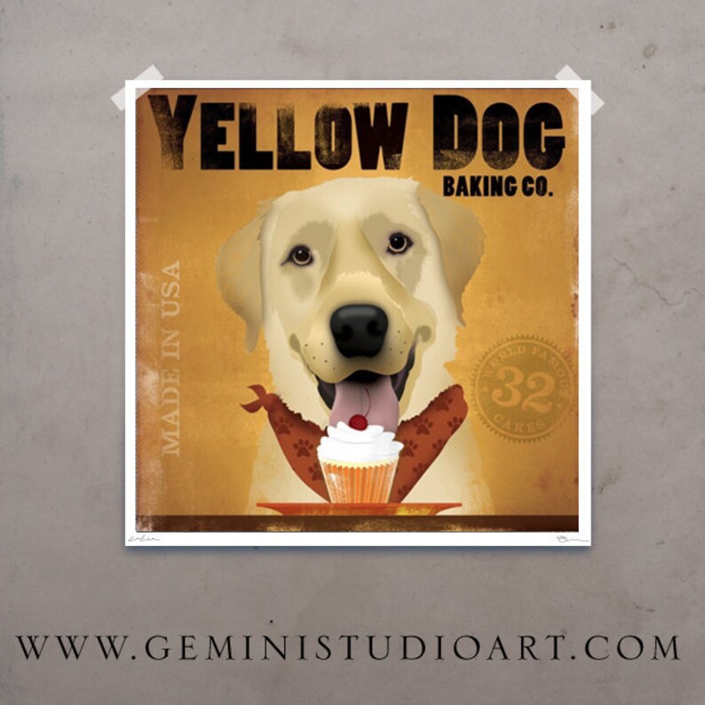 Yellow Dog Cupcake Company original illustration giclee archival signed artist's print by stephen fowler image 1