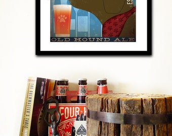 BROWN dog brewing beer company artwork illustration giclee archival signed artists print by stephen fowler