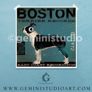 BOSTON terrier hond registreert oostkust artwork grafische archiefprint door Stephen Fowler UNFRAMED