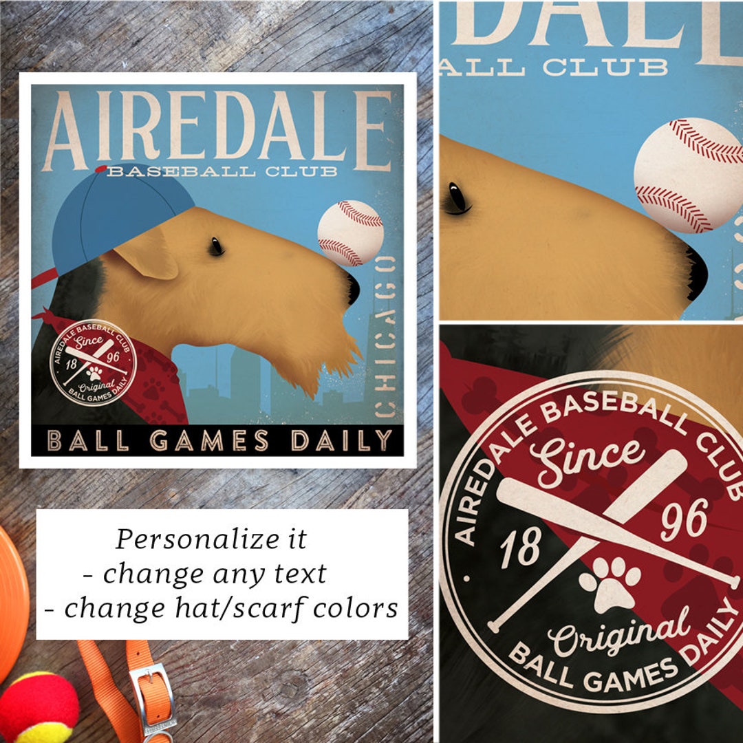 Airedale Terrier Hund Baseball Sport Männerhöhle Etsy.de