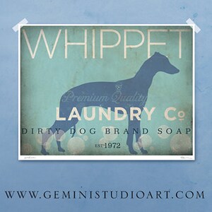 Whippet laundry company laundry room artwork giclee archival signed artists print by Stephen Fowler