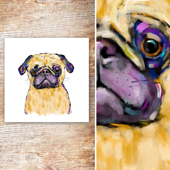 Colorful pug cheap painting
