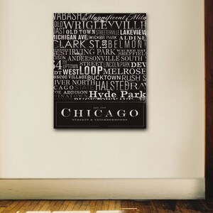 Chicago Streets Typography graphic word art on gallery wrapped canvas by stephen fowler image 1