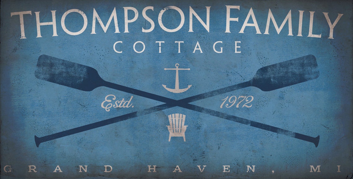 Custom Nautical Cottage Artwork Anchors and Oars Graphic Art Etsy