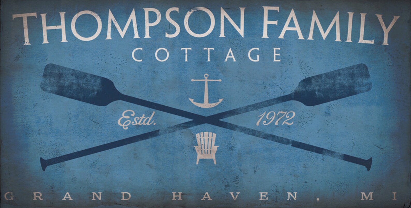 Custom Nautical Cottage Artwork Anchors and Oars Graphic Art Etsy