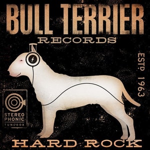 BULL TERRIER records original graphic art illustration giclee archival print by stephen fowler PIck A Size image 2