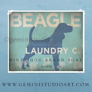 Beagle laundry company dog laundry room artwork giclee archival signed artists print by Stephen Fowler image 1