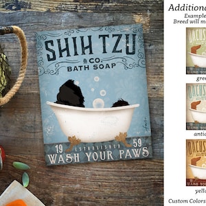 Shih Tzu dog bath soap Company artwork on gallery wrapped canvas by Stephen Fowler