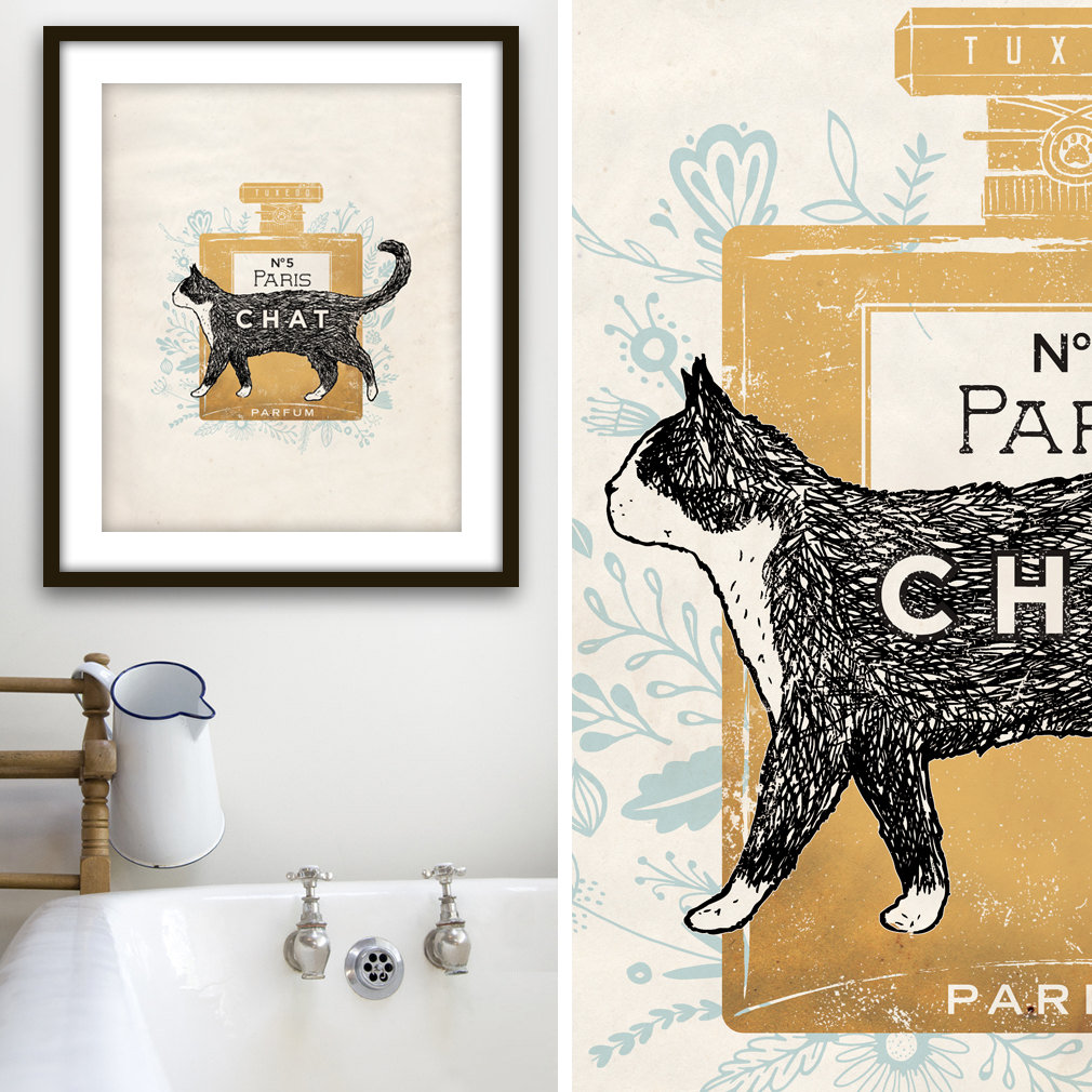 Tuxedo Cat Perfume Art Print: No 5 Paris Decor (UNFRAMED) - Etsy