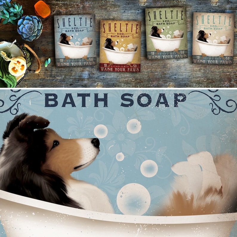 Sheltie Shetland Sheepdog Dog Bath Soap Company Artwork on Etsy
