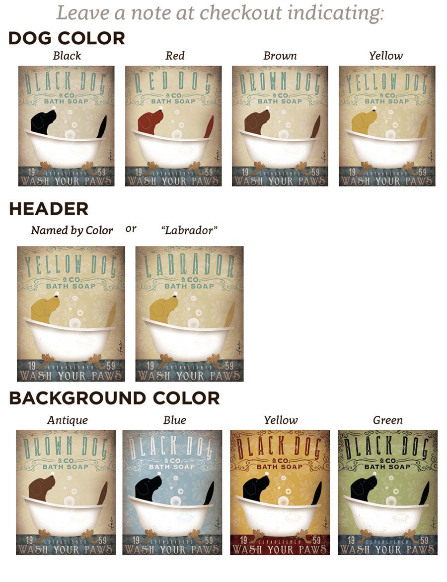 Labrador retriever lab dog bath soap Company UNFRAMED vintage Etsy