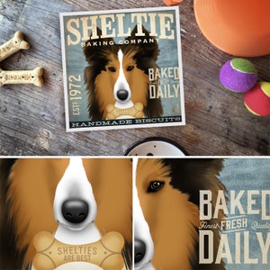Sheltie Shetland Sheepdog Hund Baking Company signiert Künstler Druck von Stephen Fowler geministudio Pick A Size