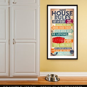 Dog House Rules pet typography graphic artwork giclee signed artists print by Stephen Fowler image 1