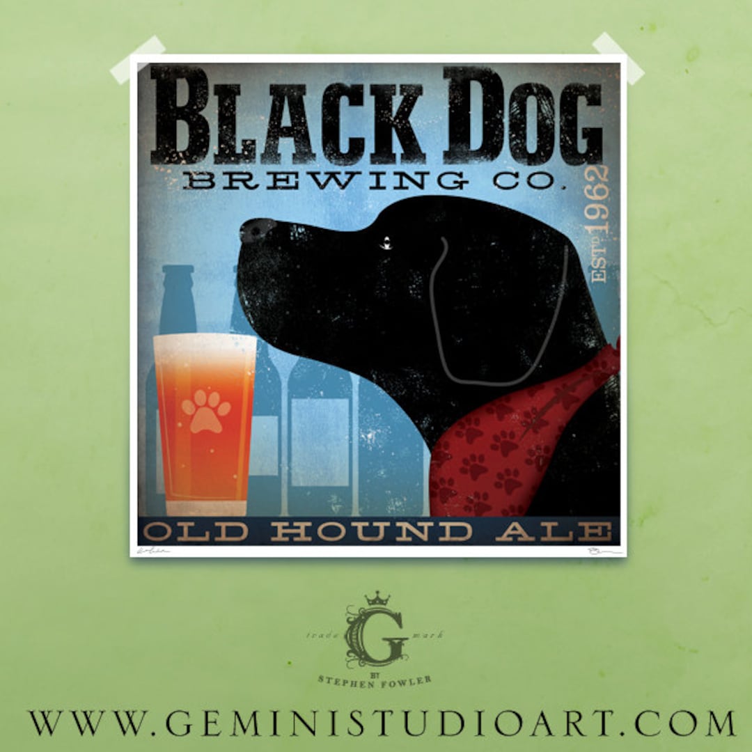 BLACK Dog Brewing Beer Company Artwork Illustration Giclee