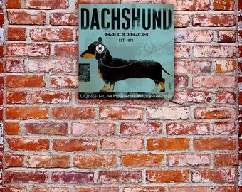 DACHSHUND records album style artwork on gallery wrapped canvas by Stephen Fowler