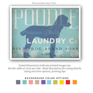 Standard Poodle laundry, company, laundry, soap, bubble, detergent, UNFRAMED, print, personalized gift