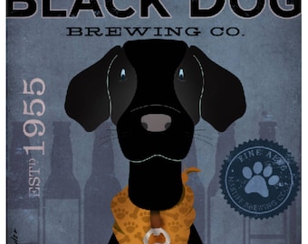 BLACK dog brewing beer company artwork illustration giclee archival signed artists print  by stephen fowler