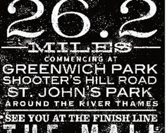 london Marathon original typography artwork giclee signed artists print by Stephen Fowler