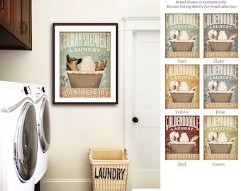 German Shepherd Laundry Room Art Print: Dog Breed Decor (UNFRAMED)