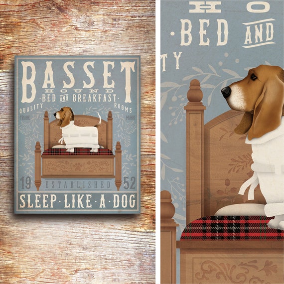 Basset Hound Dog Bed And Breakfast Artwork On Gallery Wrapped Etsy