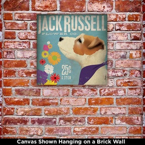 Jack Russell flower dog Company graphic artwork on gallery wrapped anvas by stephen fowler