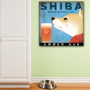 Shiba Inu brewing company beer graphic illustration on gallery wrapped canvas by stephen fowler image 1