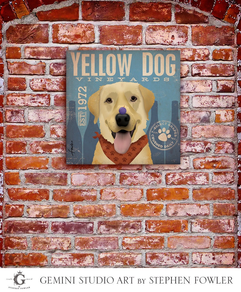 Yellow Dog Lab Wine Labrador Company Graphic Art on Gallery Etsy