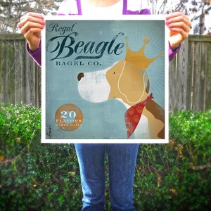 Regal Beagle Bagel company vintage style graphic artwork giclee archival signed print by stephen fowler Pick A Size image 1