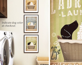 Labrador Retriever dog laundry basket company laundry room artwork UNFRAMED print by stephen fowler geministudio