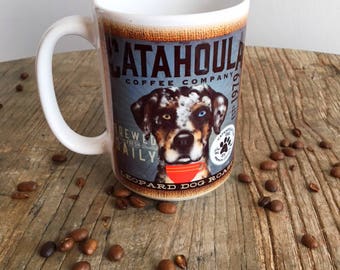 Catahoula Cur Leopoard dog coffee mug graphic art MUG 15 oz  ceramic coffee mug