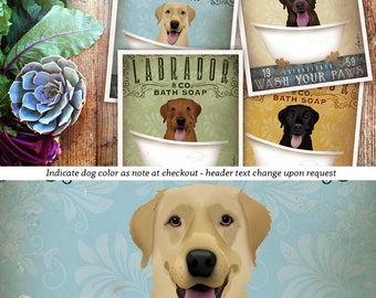 Labrador Bath Soap Giclee Print: Vintage Style Dog Art