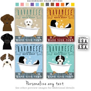 havanese, dog, bath, bubble, soap, wash your paws, tub, clawfoot tub, soap, bubble, CANVAS, personalized gift