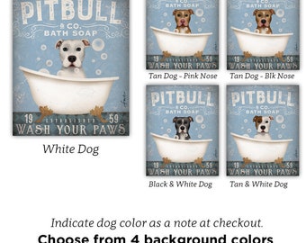 Pitbull Terrier pit bull dog bath soap Company artwork on gallery wrapped canvas OR canvas panel by Stephen Fowler