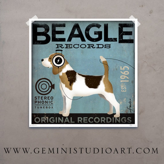 Beagle Records Art Print: Signed Giclee Illustration by Stephen
