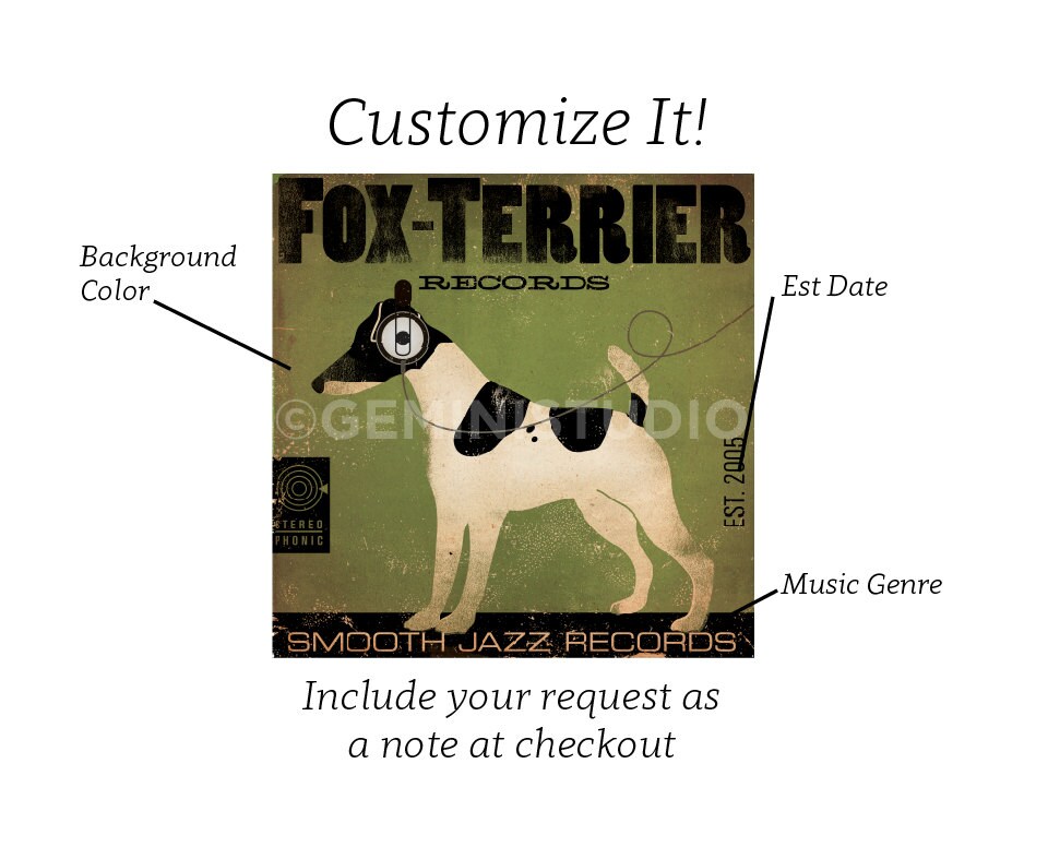 Fox Terrier Dog Art: Album Cover Style Canvas Print - Etsy Israel