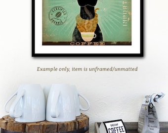 lab, black dog, labrador, coffee, art, artwork, barista, kona, arabica, roaster, roast, UNFRAMED, print, personalized gift