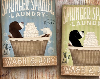 springer spaniel, dog, laundry, laundry basket, CANVAS, dog art, dog lover laundry room, fowler