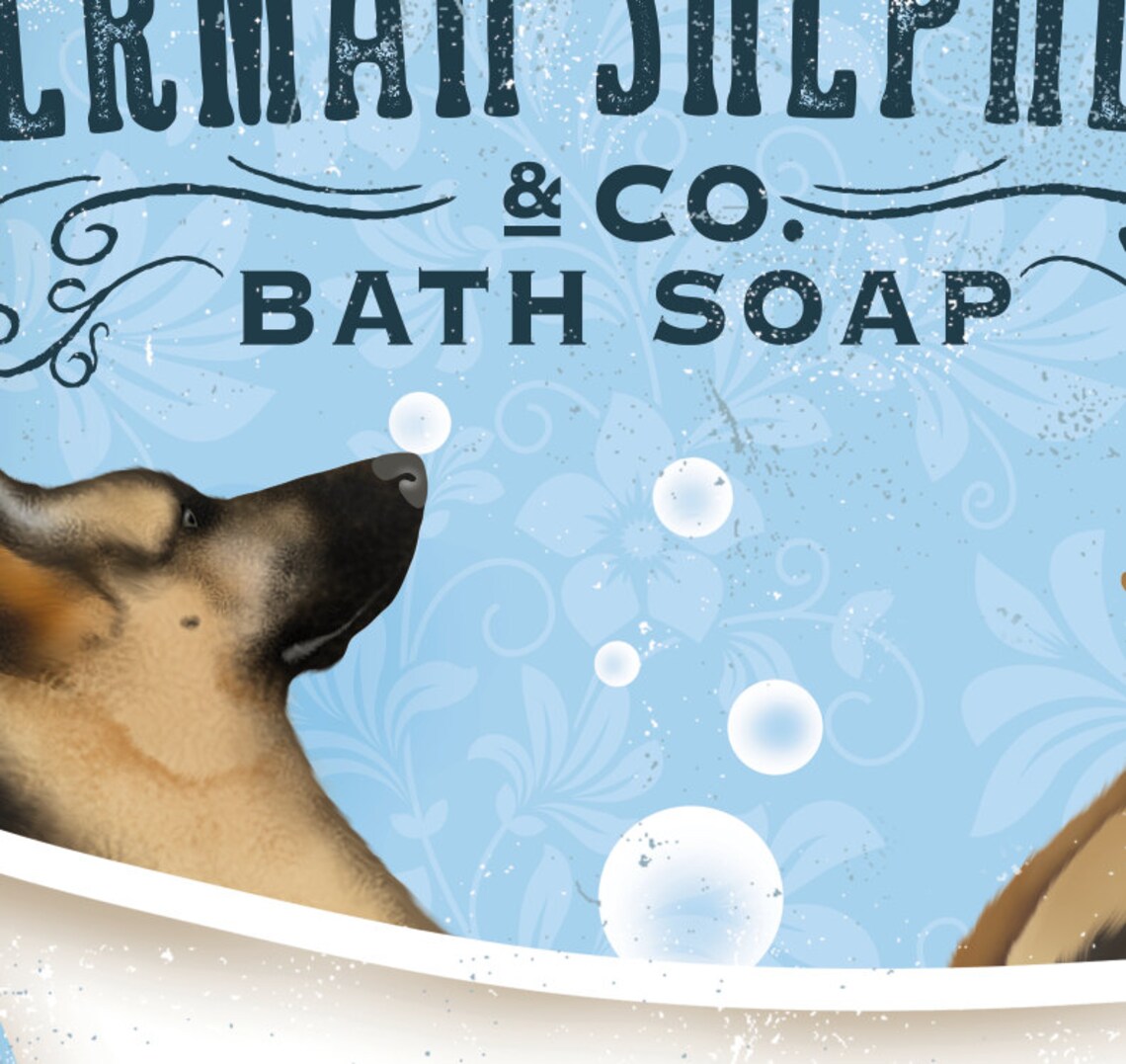 German Shepherd Dog Bath Soap Company Vintage Style Artwork by Etsy