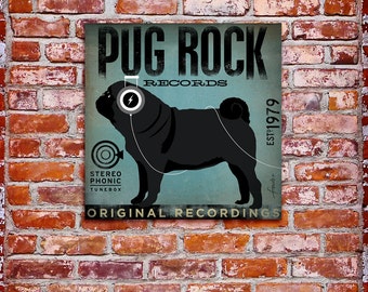 PUG ROCK records album style graphic artwork on gallery wrapped canvas by stephen fowler