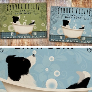 border collie, dog, dog art, bath, bath art, bathroom decor, dog lover CANVAS fowler