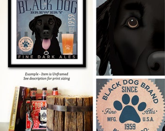 BLACK dog brewing beer lab, Labrador company Artwork Illustration UNGERAHMT signierter Künstlerdruck von Stephen Fowler